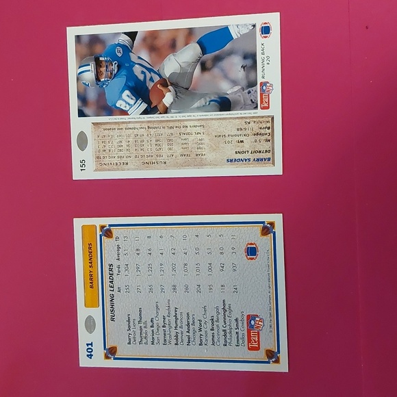 Set of 7 Barry Sanders Trading Cards - Picture 8 of 10